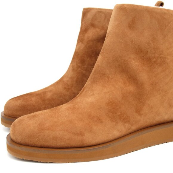 Tamara Mellon Inside Edge 30 Suede Shearling Ankle Bootie Cognac Natural 37 NEW - Picture 3 of 8